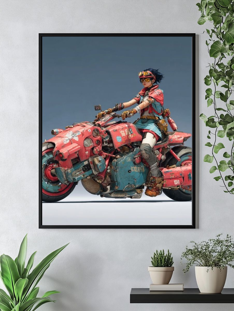 Cyberpunk Rider Motorcycle Print. — room view 4