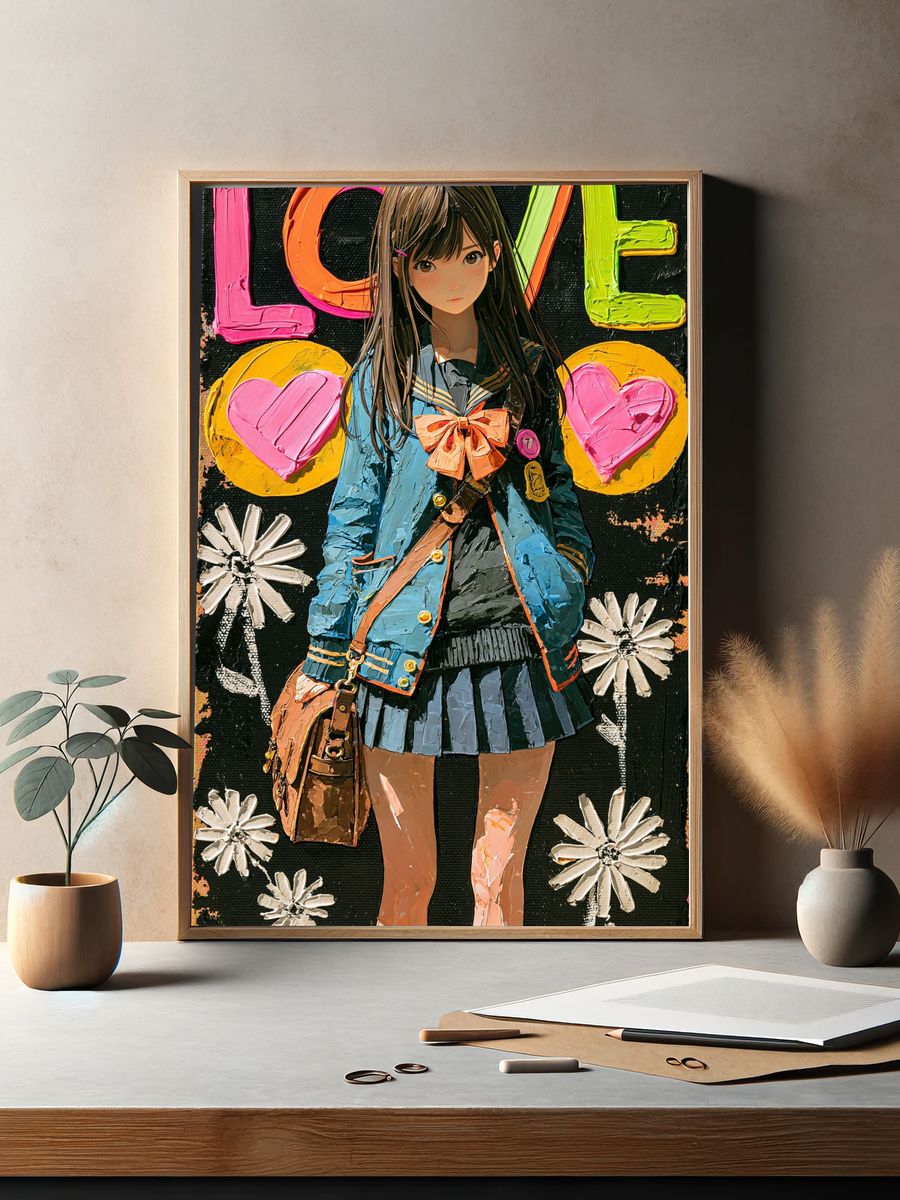 Anime Love Girl Illustration Poster. — room view 2