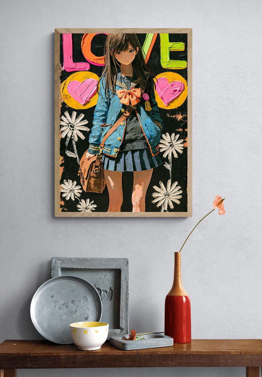 Anime Love Girl Illustration Poster. — room view 3