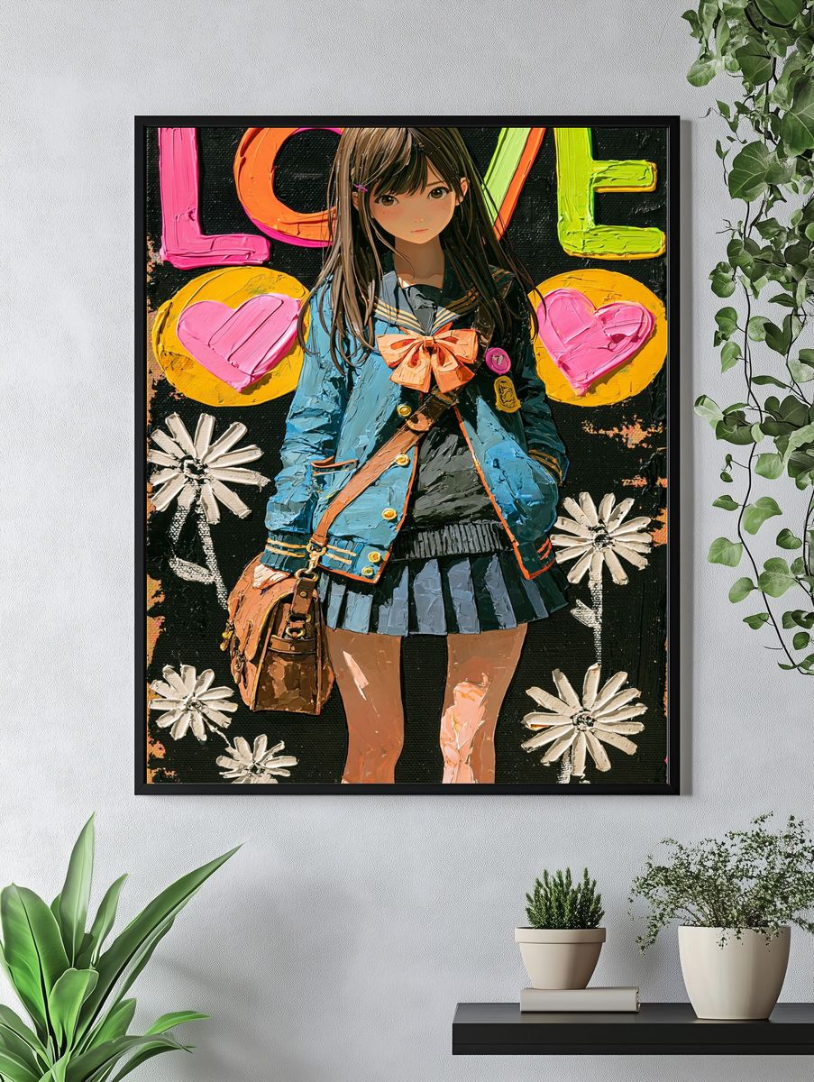 Anime Love Girl Illustration Poster. — room view 4