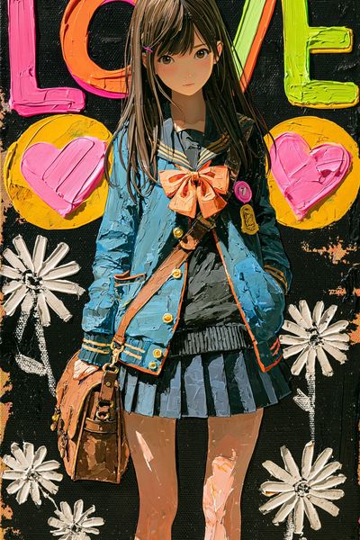 Anime Love Girl Illustration Poster. poster