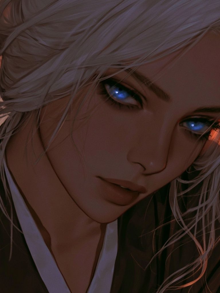 Silver-Haired Anime Portrait Poster. poster detail