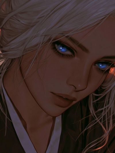 Silver-Haired Anime Portrait Poster. poster