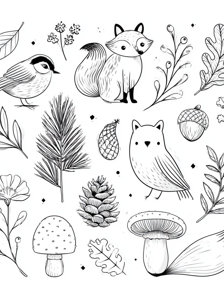 Forest Woodland Line Art Poster. poster detail