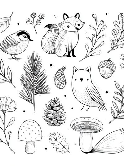 Forest Woodland Line Art Poster. poster