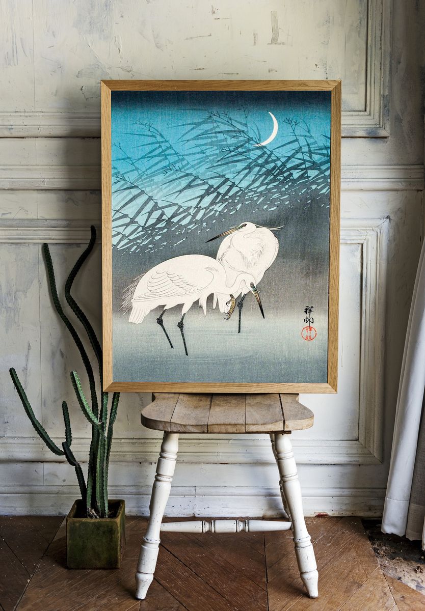 Egrets Reeds Moonlight (1926) Ohara. — room view 1