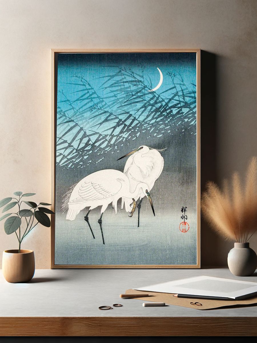 Egrets Reeds Moonlight (1926) Ohara. — room view 2