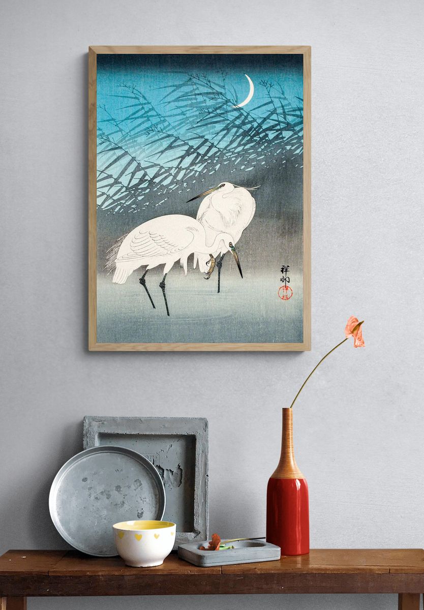 Egrets Reeds Moonlight (1926) Ohara. — room view 3