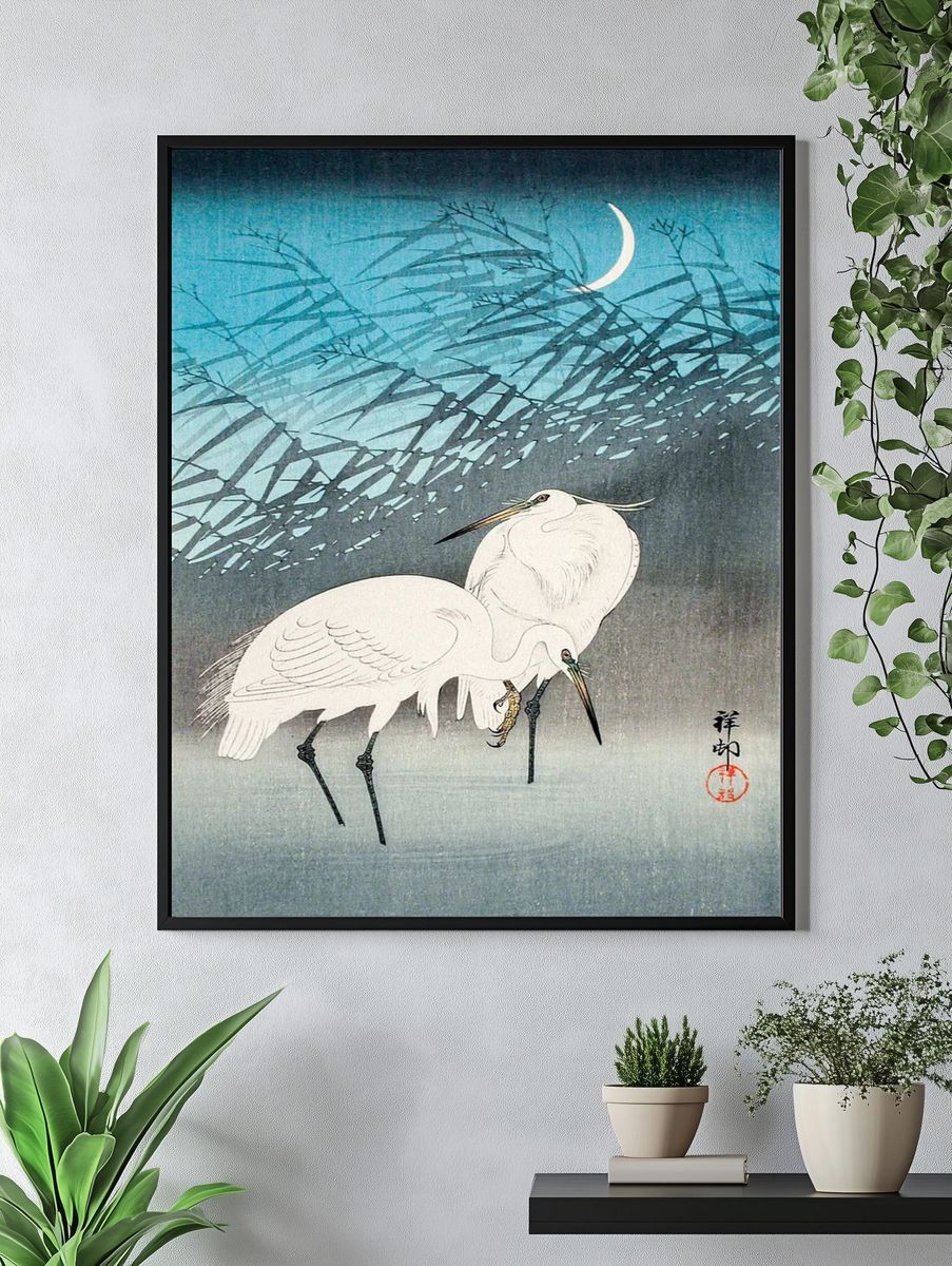 Egrets Reeds Moonlight (1926) Ohara. — room view 4