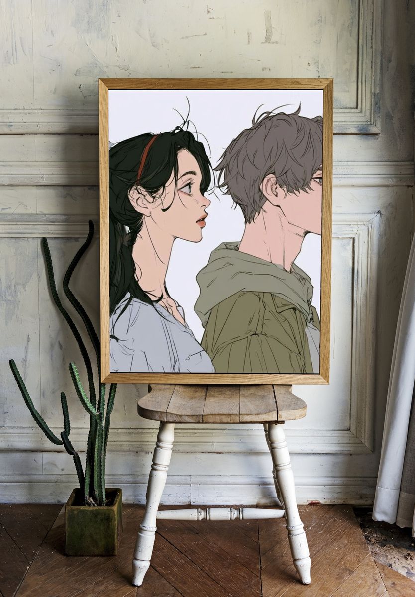 Anime Side Profile Portrait Poster. room preview