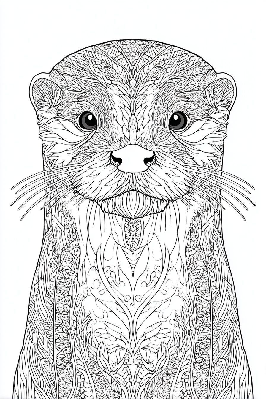Ornate Otter Line Art Poster. poster — animals art