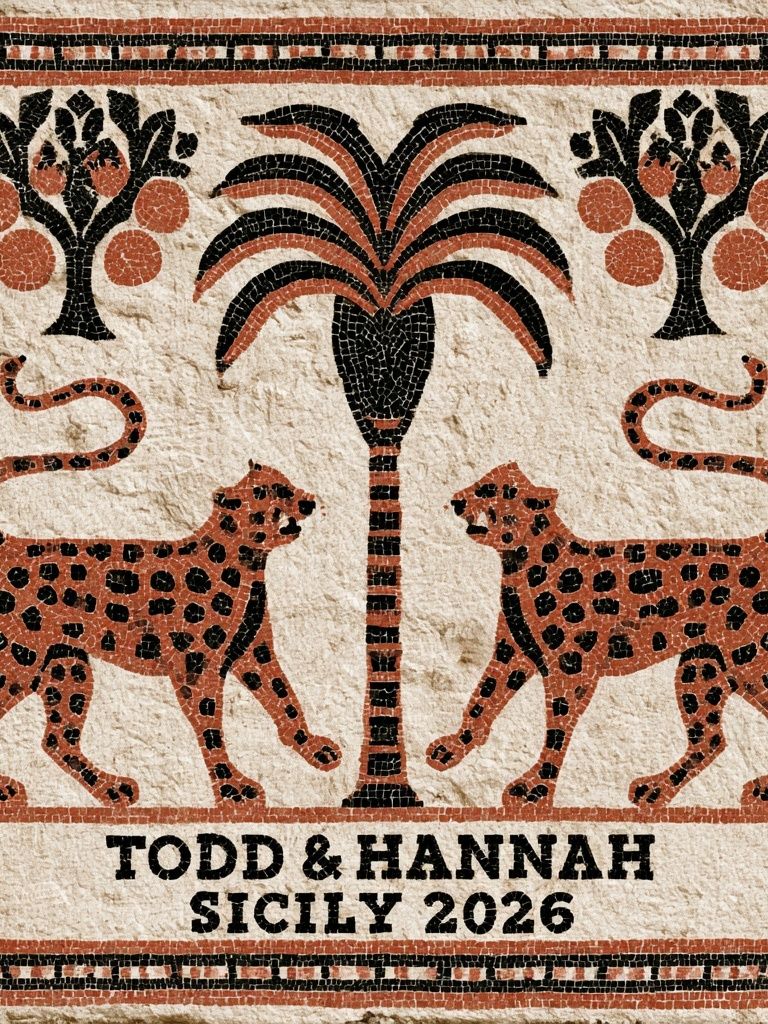 Sicilian Mosaic Leopards Poster. poster detail
