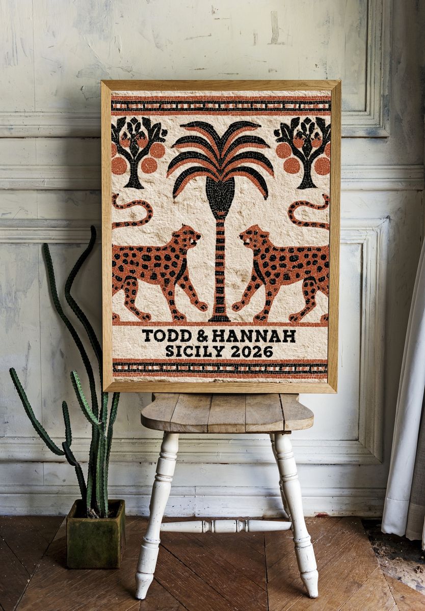 Sicilian Mosaic Leopards Poster. — room view 1