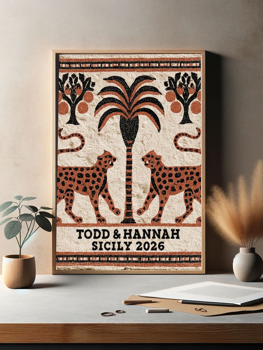 Sicilian Mosaic Leopards Poster. — room view 2