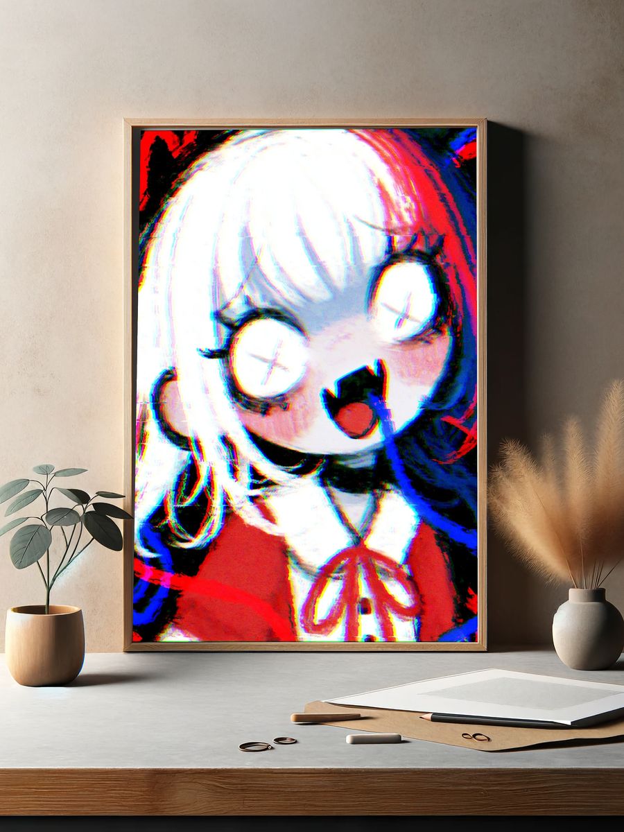 Anime Girl Glitch Portrait Poster. — room view 2