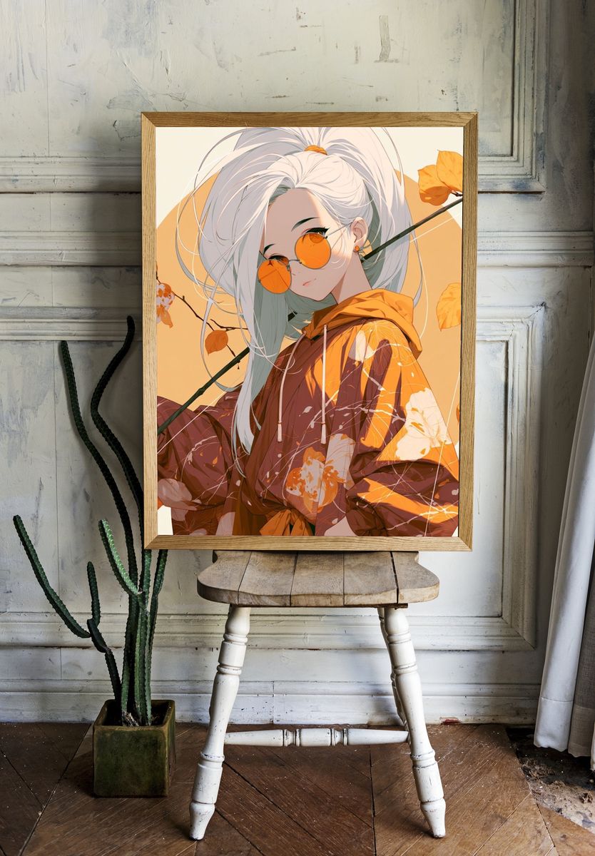 Autumn Anime Portrait Poster. room preview