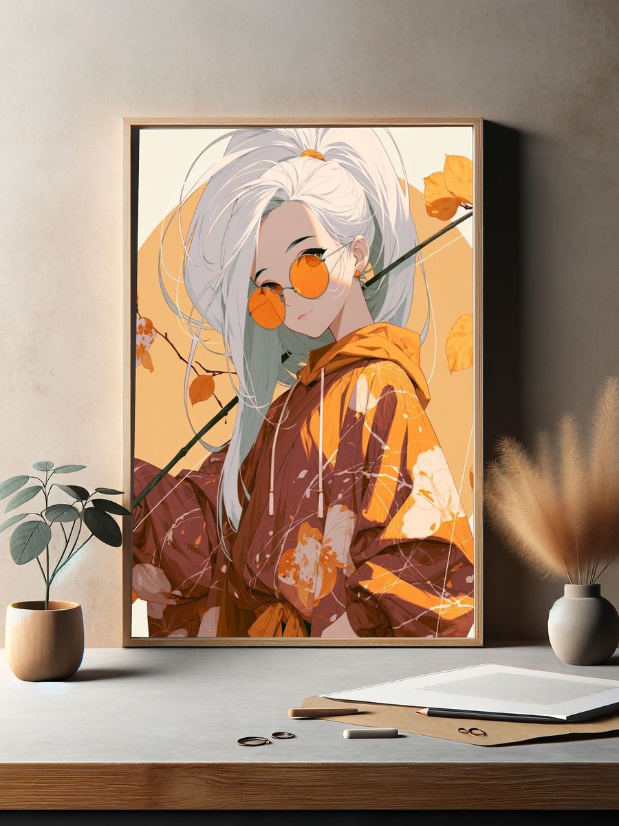 Autumn Anime Portrait Poster. — room view 2