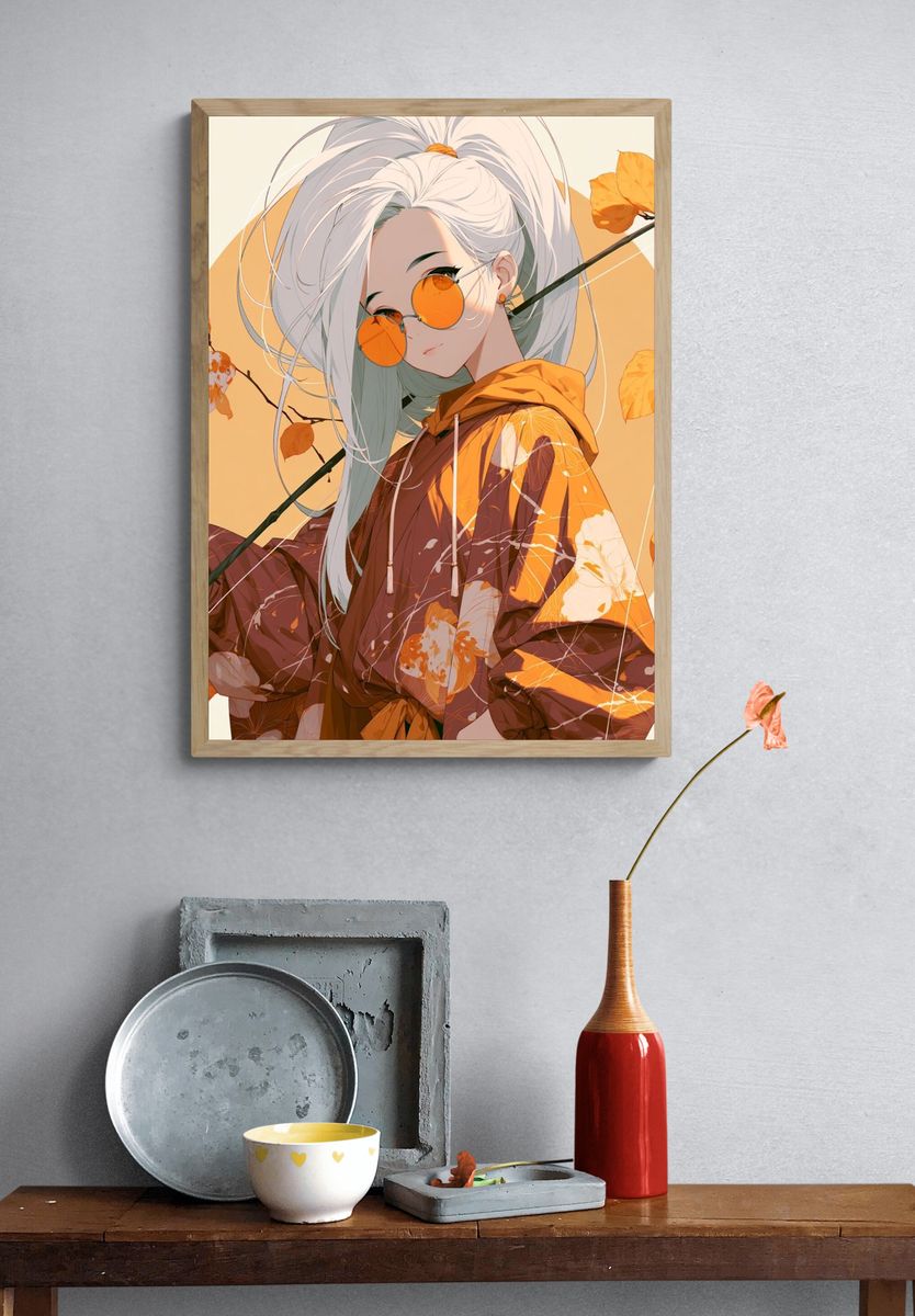 Autumn Anime Portrait Poster. — room view 3