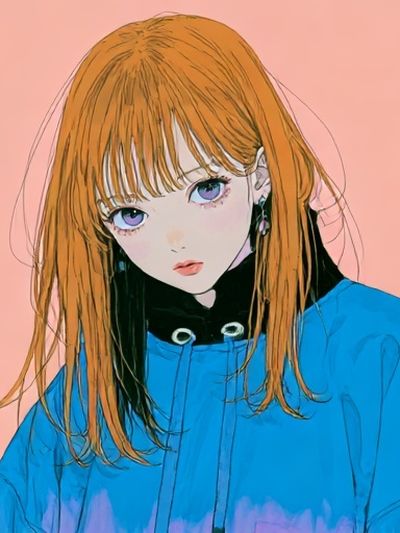 Orange-Haired Anime Portrait Poster. poster