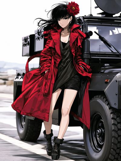 Anime Woman in Red Coat Poster.