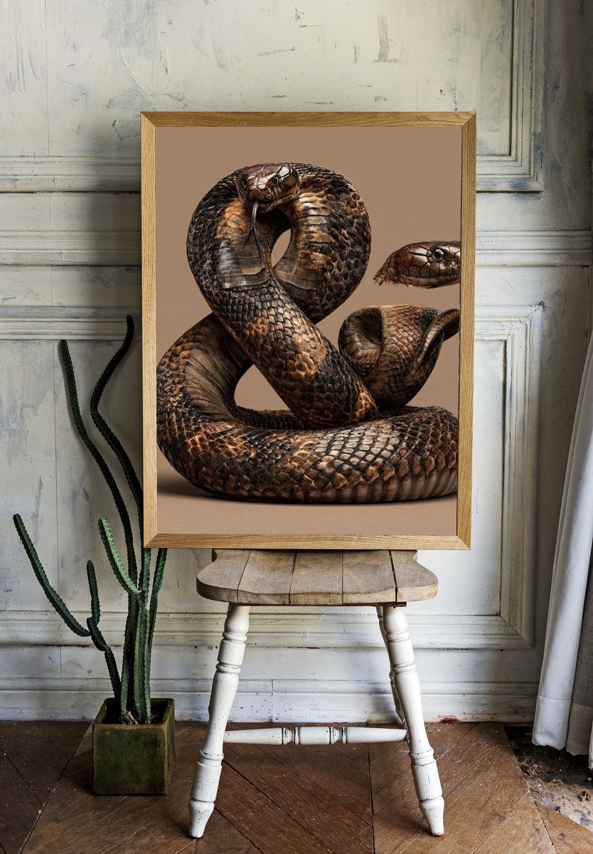 Coiled Cobra Illustration Poster. room preview