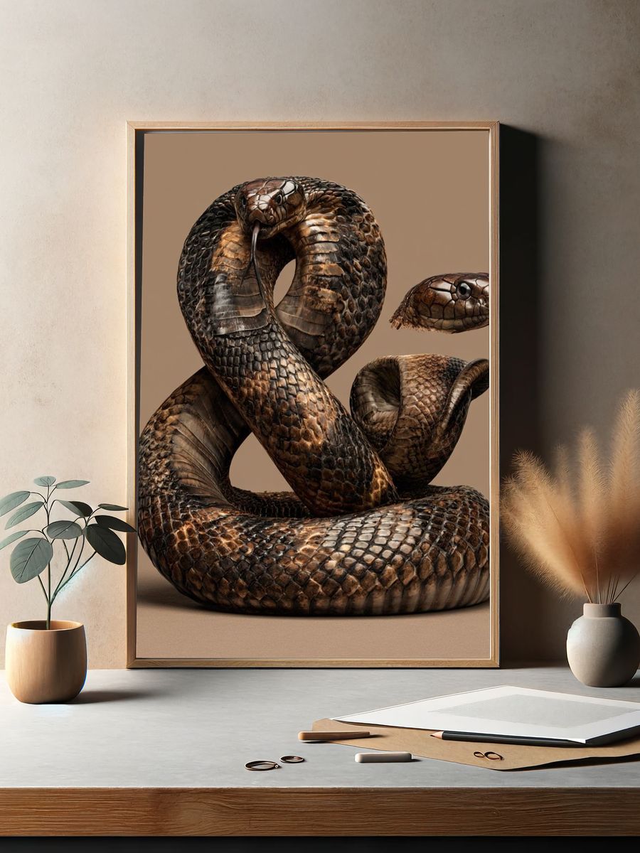 Coiled Cobra Illustration Poster. — room view 2