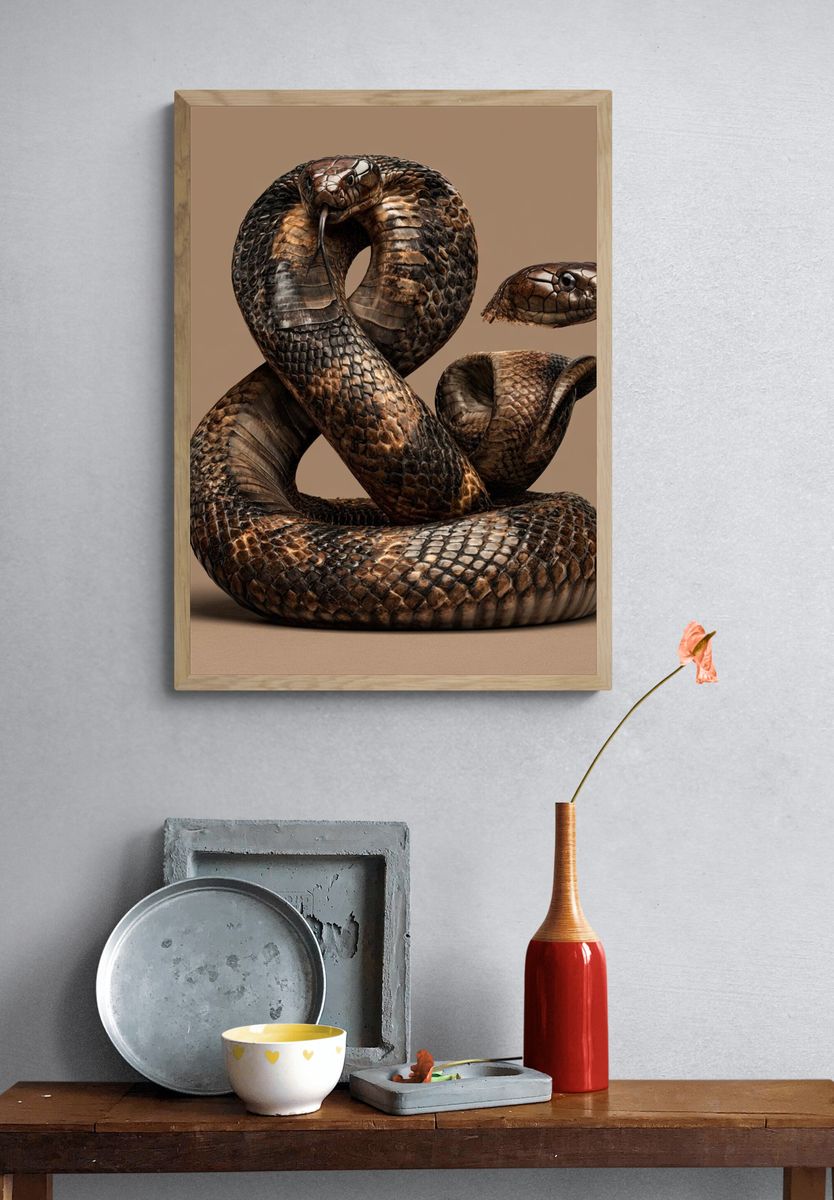 Coiled Cobra Illustration Poster. — room view 3