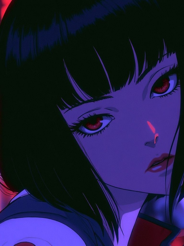 Neon Anime Portrait Poster. poster detail