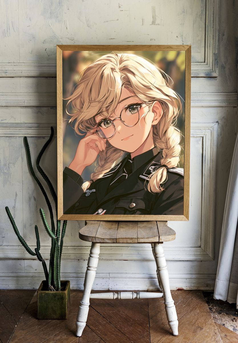 Blonde Anime Portrait Poster. room preview
