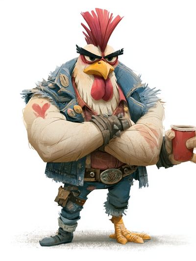 Rebel Rooster Cartoon Poster.