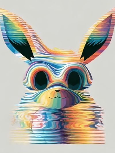 Rainbow Bunny Digital Art Poster.
