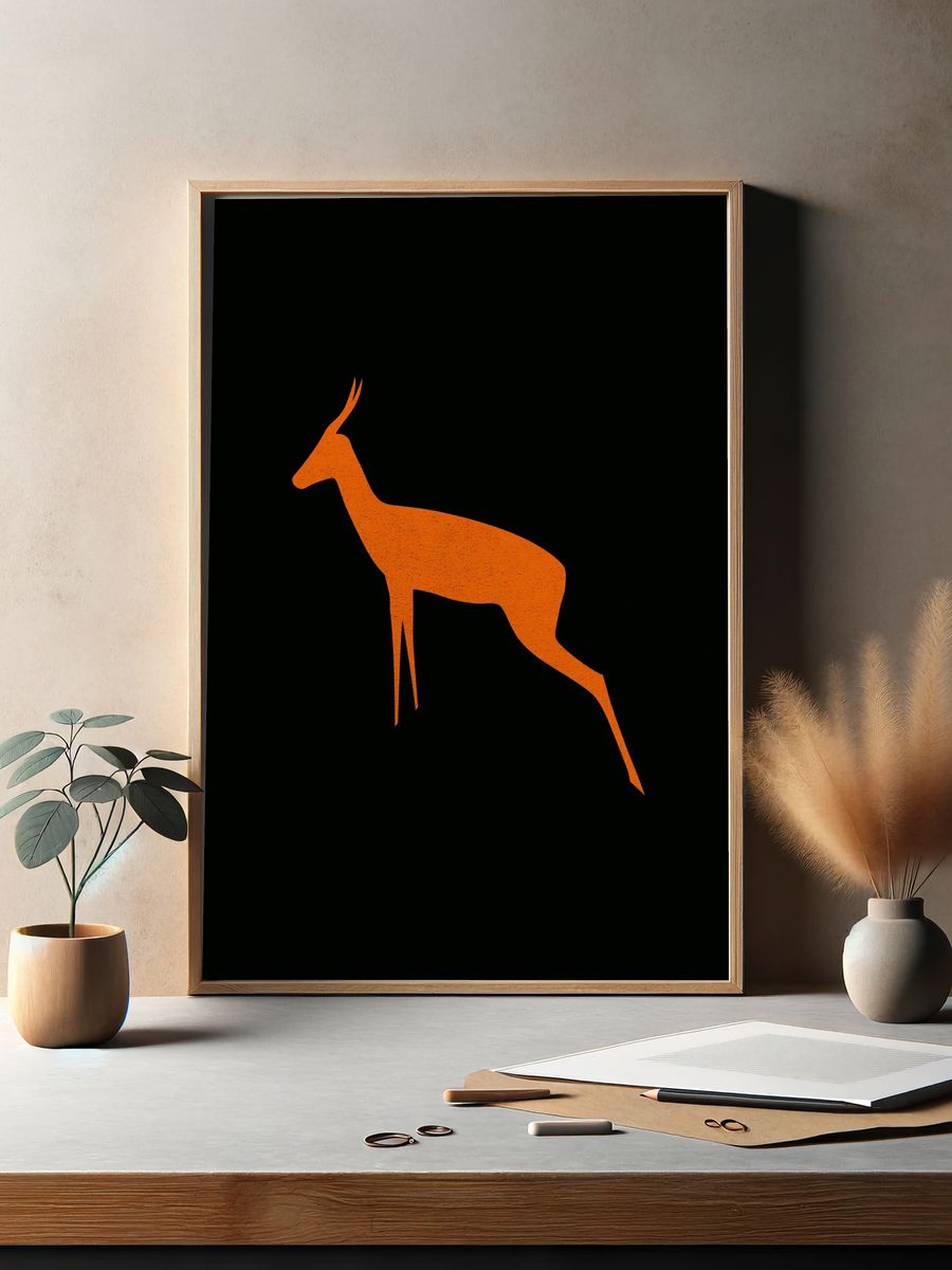 Orange Antelope Minimalist Print. — room view 2