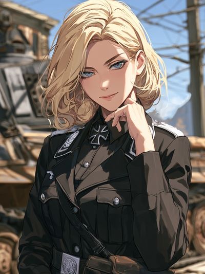 Blonde Anime Officer Portrait Print.