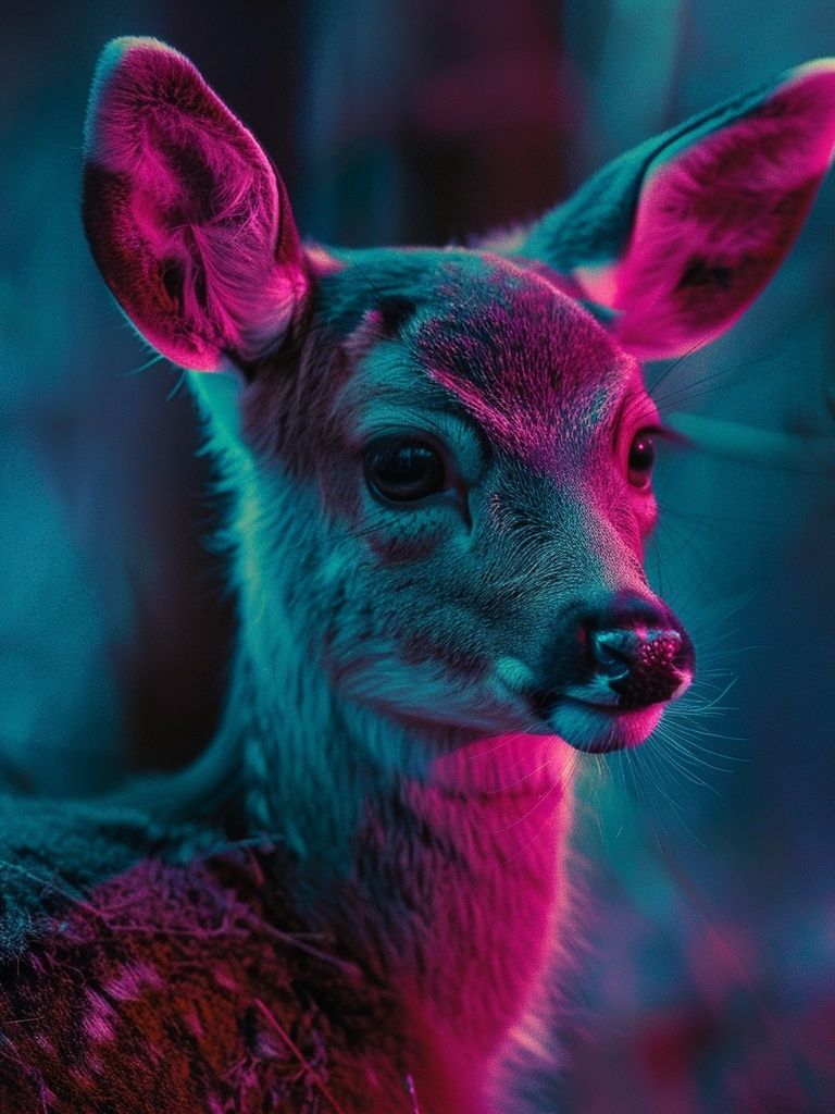 Neon Deer Portrait Poster. poster detail
