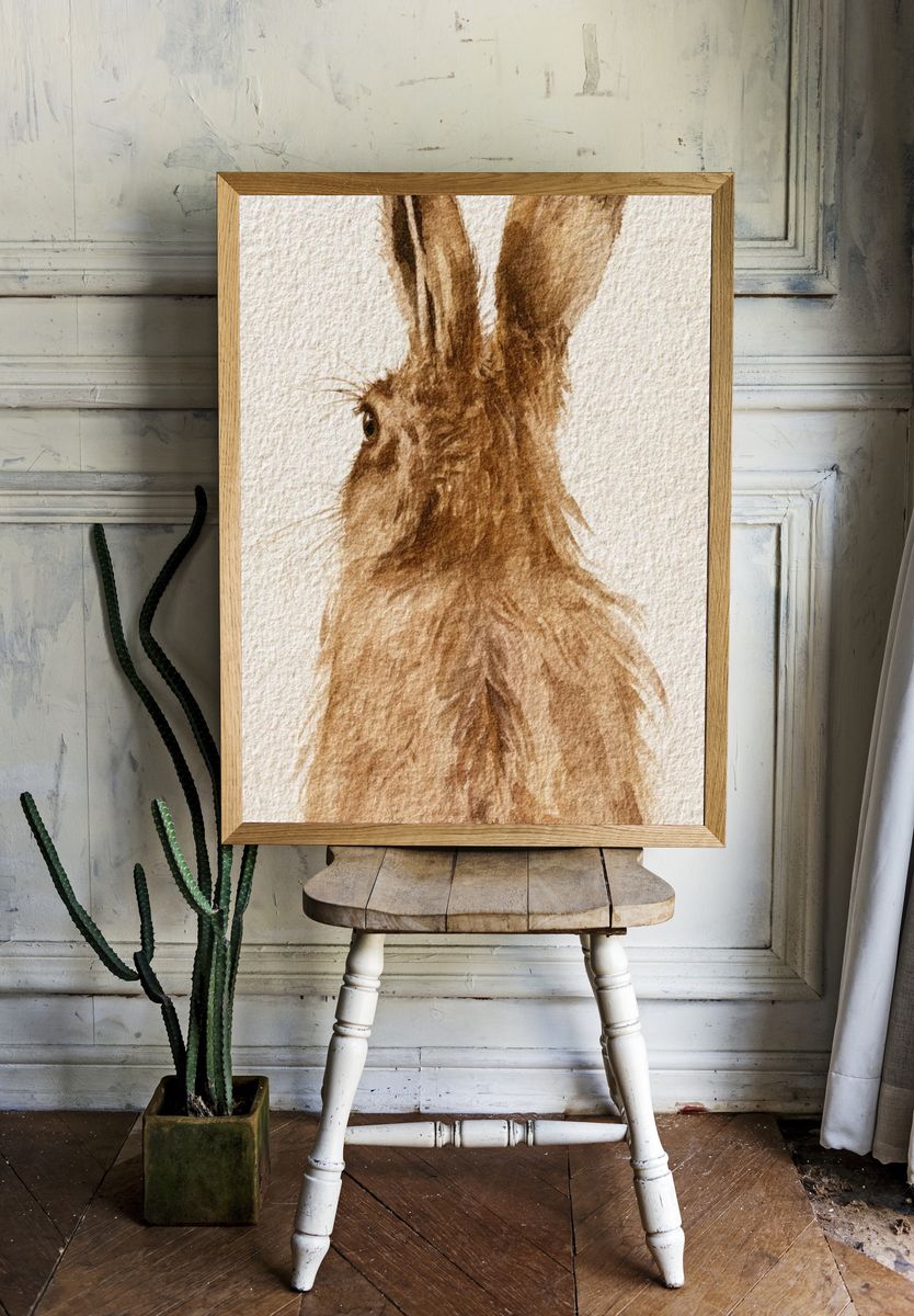 Brown Hare Watercolor Poster. room preview