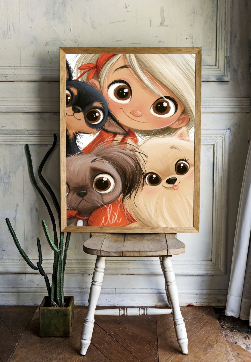 Sad Schoolgirl Character Illustration Poster. — room view 1