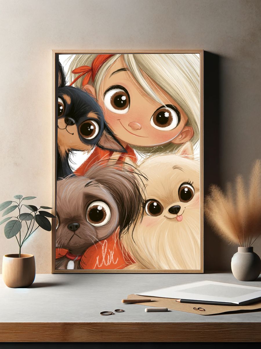 Sad Schoolgirl Character Illustration Poster. — room view 2