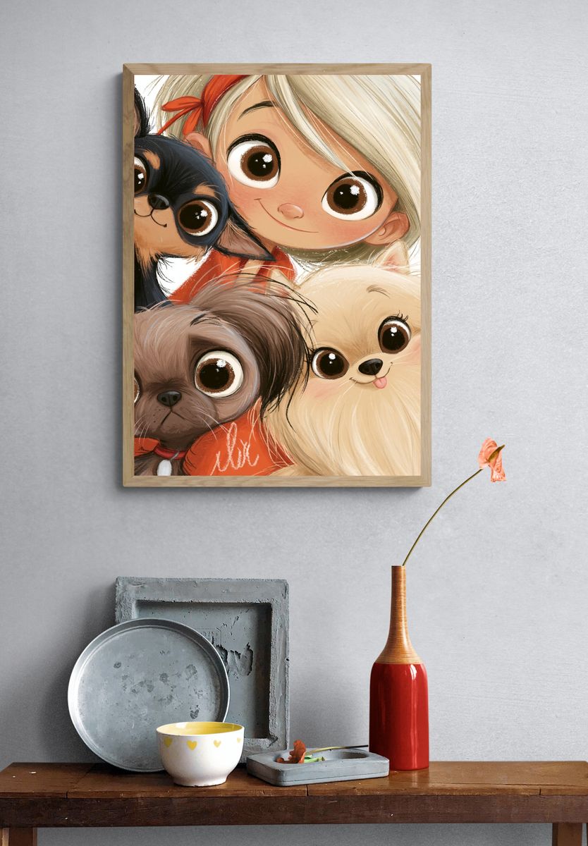 Sad Schoolgirl Character Illustration Poster. — room view 3