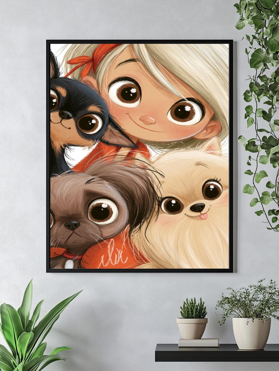 Sad Schoolgirl Character Illustration Poster. — room view 4
