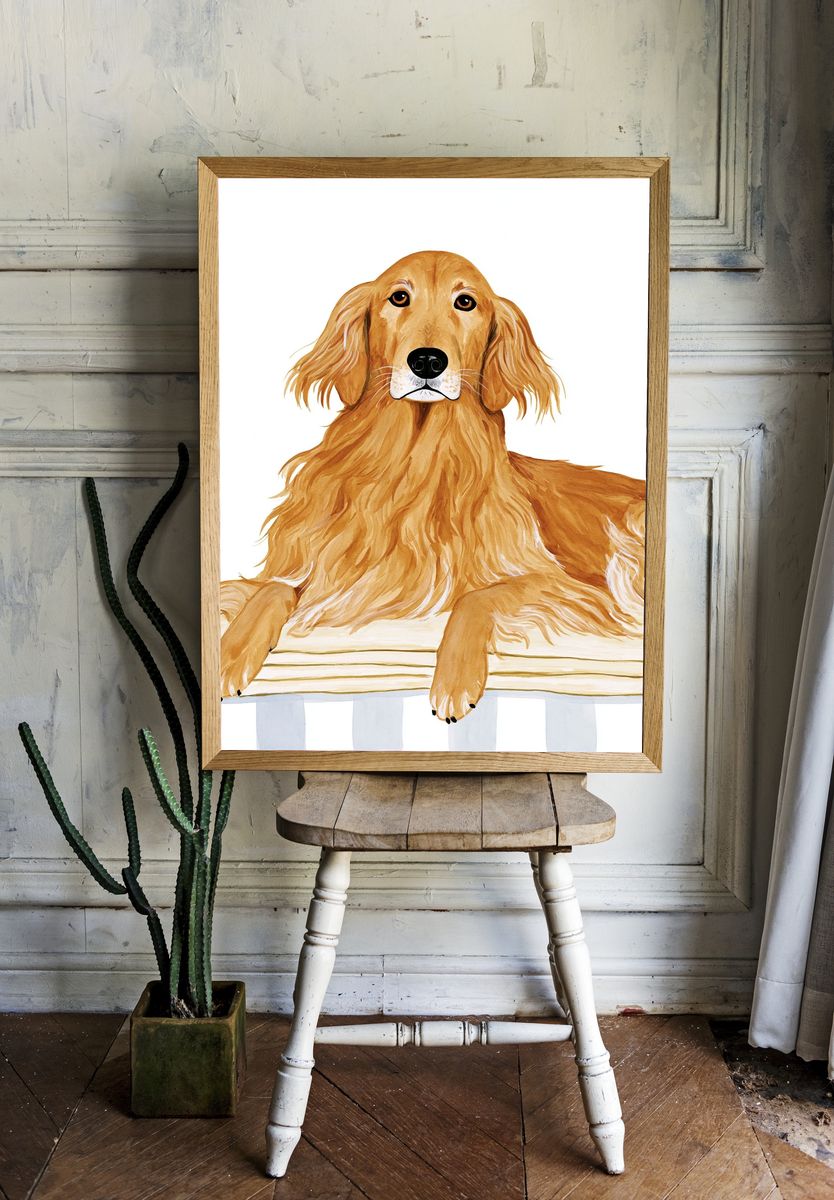 Golden Retriever Portrait Poster. room preview