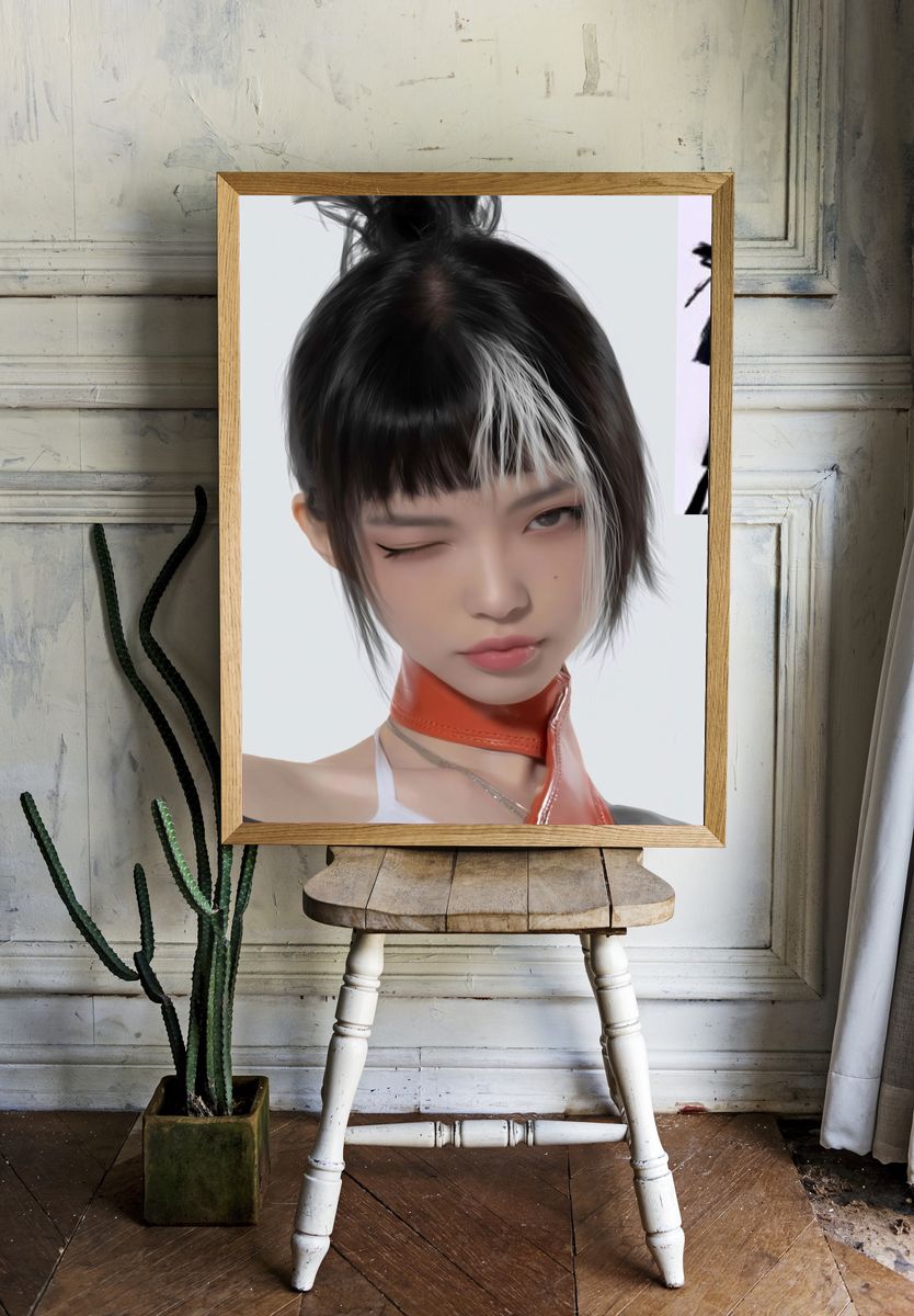 Anime Portrait Digital Art Poster. room preview