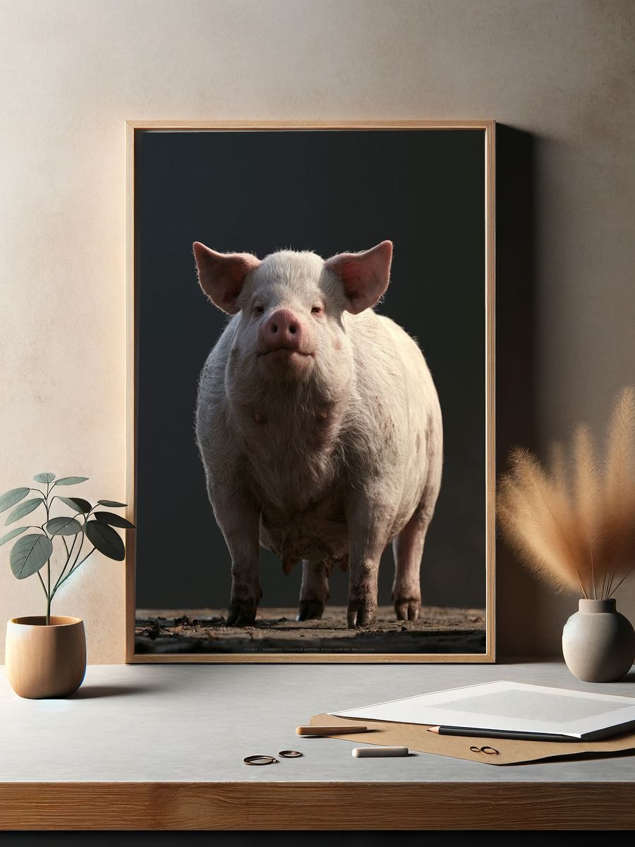 Pig Portrait Photography Poster. — room view 2