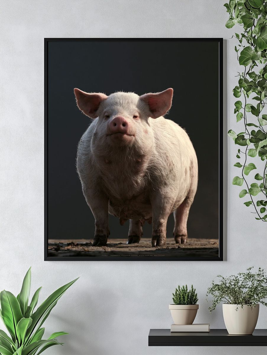 Pig Portrait Photography Poster. — room view 4