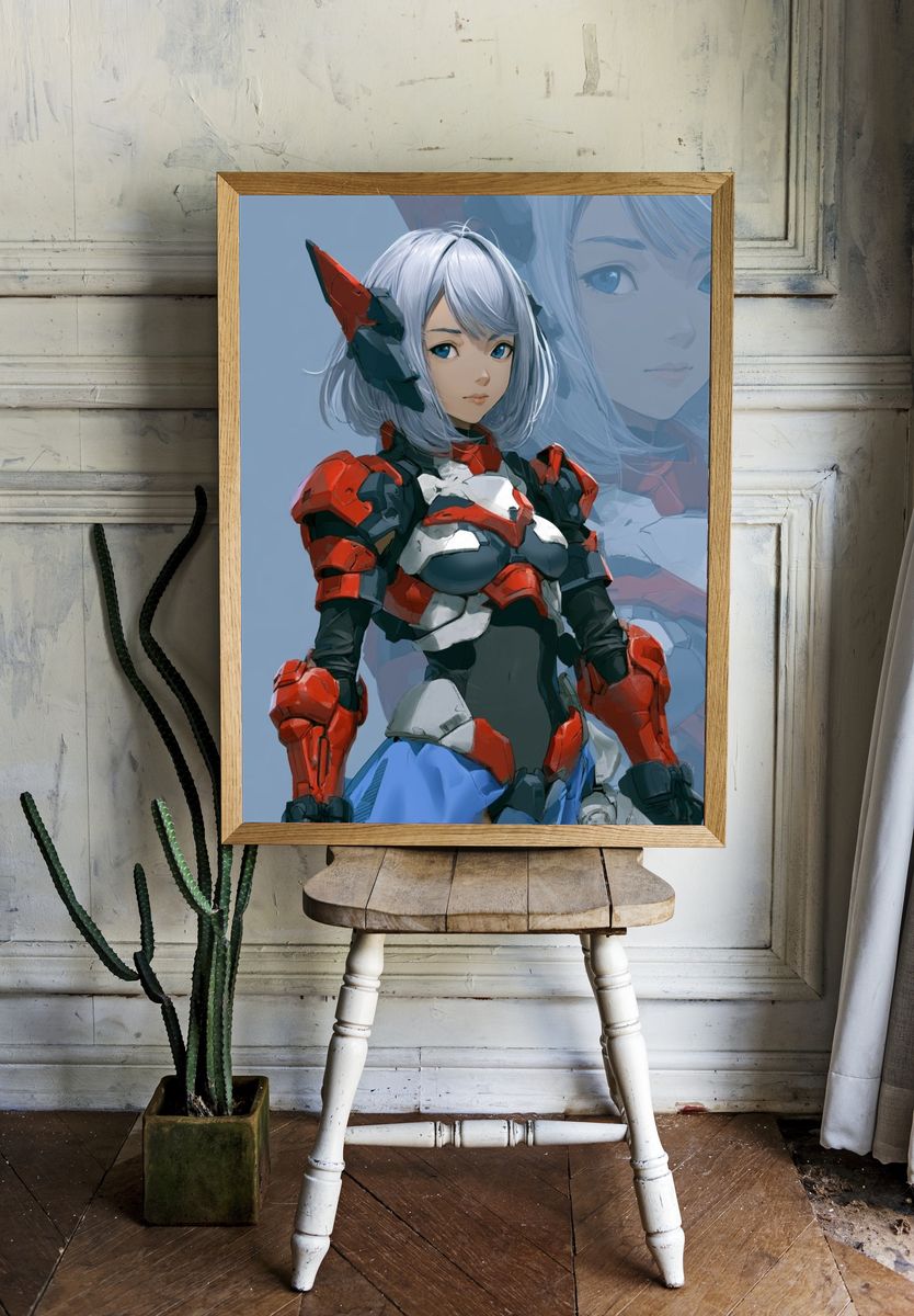 Anime Mecha Girl Portrait Print. — room view 1
