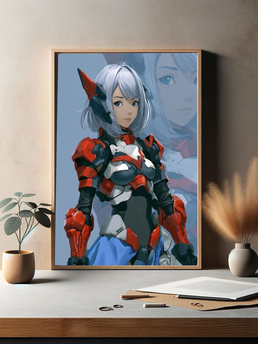 Anime Mecha Girl Portrait Print. — room view 2