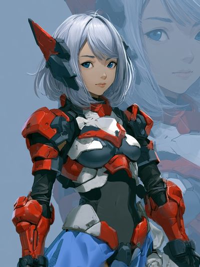 Anime Mecha Girl Portrait Print.