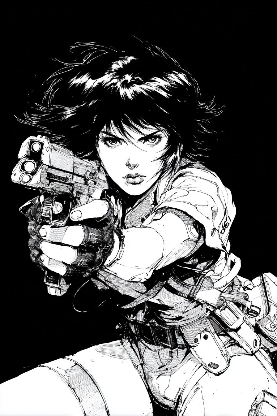 Cyberpunk Gunner Manga Poster. poster detail