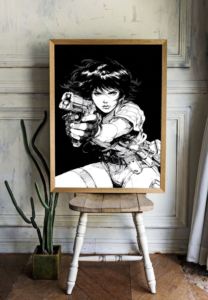 Cyberpunk Gunner Manga Poster. — room view 1