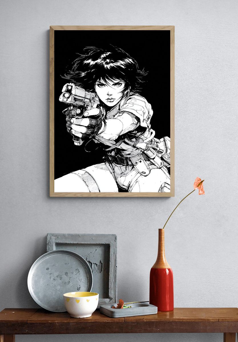 Cyberpunk Gunner Manga Poster. — room view 3