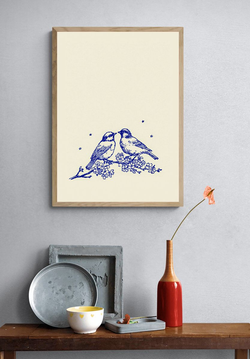 Blue Birds Botanical Print. — room view 3